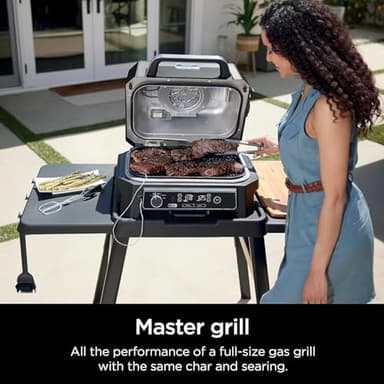 Ninja Woodfire ProXL Outdoor Grill & Smoker, Thermometer, 4-in-1 Master Grill, BBQ Smoker, Outdoor Air Fryer, Bake, Portable, Electric Grill (Renewed) (Navy) - Image 4