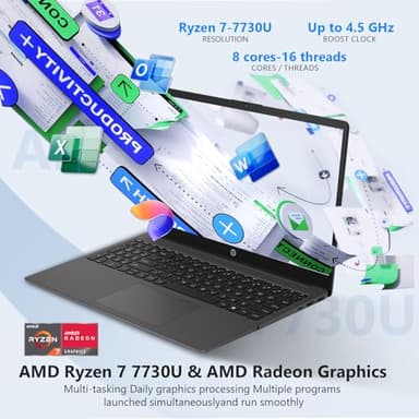 HP 2025 Updated 15.6" 255 G10 FHD Business Laptop, AMD Ryzen 7 7730U (64GB RAM | 2TB SSD), Numeric Keypad, Webcam, Windows 11 Pro, MS Office Pro, WiFi 6& Bluetooth with LTP Accessory Kit - Image 3