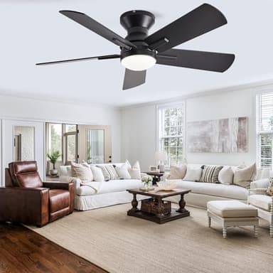 Tinxumb 42" Ceiling Fans with Lights and Remote, Low Profile Flush Mount Modern Ceiling Fan for Bedroom, Kitchen, kids room, 6 Speeds, Quiet DC Motor, Super Bright, UL Listed - Image 6