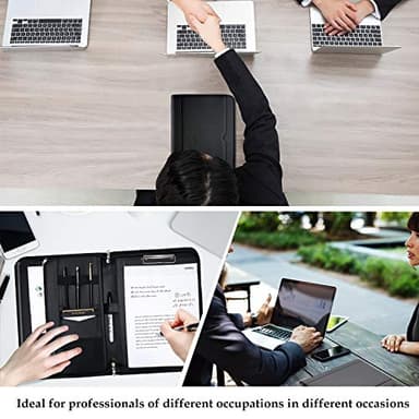 ProCase Portfolio Business Padfolio Folder with Zipper, Conference Meeting Executive File Legal Document Organizer with Pockets Letter Size A4 Writing Pad Notepad Padfolio -Black - Image 5