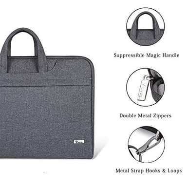 Voova Laptop Bag 17 17.3 Inch Water-resistant Laptop Sleeve Case with Shoulder Straps & Handle, Computer Case Cover Slim Briefcase Compatible with 17-18” Hp Dell Asus Acer, Grey - Image 5