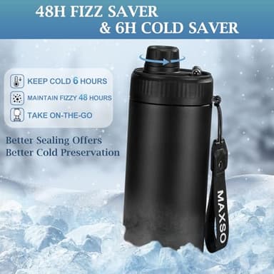 MAXSO Sealed Can Cooler Fizz Lid Can Cover for 12 oz Regular, Slim Skinny Cans & As Thermal Bottle, 4-in-1 Insulated Vacuum Stainless Steel Carbonated Cold Drink Holder - Black - Image 6