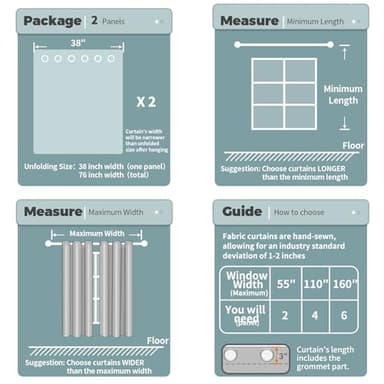 BGment Blackout Curtains - Grommet Thermal Insulated Room Darkening Bedroom and Living Room Curtains, Set of 2 Panels (38 x 45 Inch, Peacock Blue) - Image 7