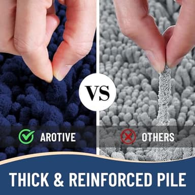 Arotive Luxury Chenille Bathroom Rug Mat, Extra Soft Thick Absorbent Shaggy Bath Rugs, Non-Slip Machine Wash Dry, Plush Bath Mats for Bathroom, Shower and Tub, 60x24, Navy - Image 6