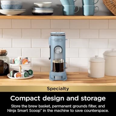 Ninja Pod & Grounds Specialty XL Single-Serve Coffee Maker, K-Cup Pod Compatible, Brews Grounds, Compact Design, Built-In Milk Frother, 68-oz. Reservoir, 6oz. Cup-24oz. Mug Sizes, Denim Blue, PB055ABL - Image 6