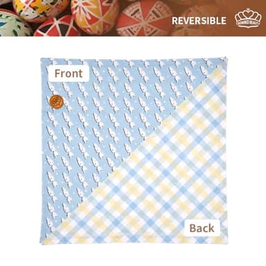 CROWNED BEAUTY Easter Dog Bandanas Reversible Large 2 Pack, Bunny Carrots Set, Pink Blue Adjustable Triangle Holiday Scarves for Medium Large Dogs - Image 4