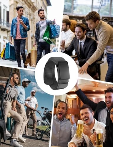 JUKMO Men's 1.5" Nylon Ratchet Belt, Casual Web Click Tactical Belt with Slide Buckle for Jeans, No Holes Adjustable Trim to Fit(Grey,Large) - Image 9