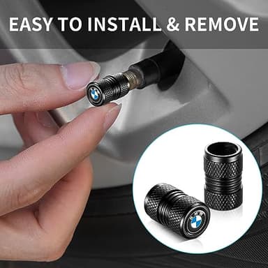 YHEESHIGN Tire Valve Stem Caps, Compatible with BMW Series Stem Cap Universal Car Air Cover Car Accessories for Cars, SUV, Truck, Motorcycles 4pcs （Black） - Image 4