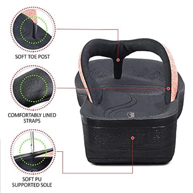 AEROTHOTIC Slip On Recovery Footwear Plantar Fasciitis Flip Flops for Women Yoga Mat Outdoor Walking Beach Ladies Arch Support Summer Thong Dressy Casual Sandals (Mellow Peach, Size 9) - Image 6