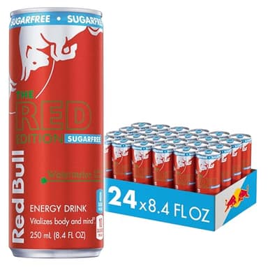 Red Bull Red Edition Sugar Free Energy Drink, Watermelon, with 80mg Caffeine plus Taurine & B Vitamins, 8.4 Fl Oz, Pack of 24 Cans - Image 1
