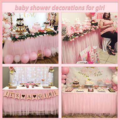 Suppromo 6ft Pink Tulle Table Skirt Baby Shower Tablecloth for Rectangle Tables or Round Tables Pink Ruffle Tutu Table Skirts Desk Skirt for Princess Girls Birthday Party Cake Dessert Decorations - Image 2
