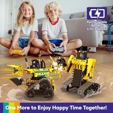 LECPOP 5 in 1 Building Toys STEM Robotics Kit, 430 PCS Blocks RC Robot Erector Sets, APP & Remote Control Excavator Science Kits for Kids Age 6 7 8 9 10 11 12-14, DIY Educational Gift for Boys & Girls - Image 4