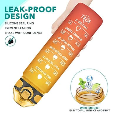 Enerbone 32 oz Drinking Water Bottle with Times to Drink and Straw, Motivational with Carrying Strap, Leakproof BPA & Toxic Free, Ensure You Drink Enough Water for Fitness Gym Outdoor - Image 4