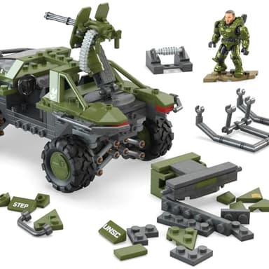 MEGA HALO the Series Vehicle Building Toys Set, FLEETCOM Warthog ATV with 469 Pieces, 5 Micro Action Figures, Poseable Articulation, Kids and Fans - Image 5