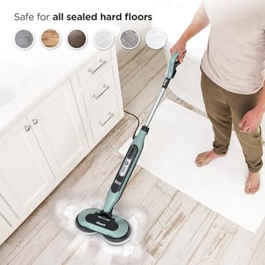 Shark Steam & Scrub Steam Mop, All-in-One Scrubbing and Sanitizing Hard Floor Cleaner, LED Headlights, 4 Dirt Grip Soft Scrub Pads Included, XL Water Tank, Swivel Steering, Hawaiian Grey, S8001 - Image 9