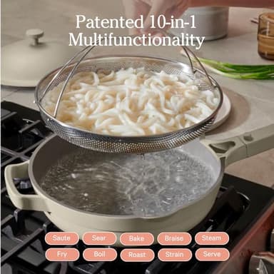 Our Place Always Pan 2.0-10.5” (2.6 Qt) Nonstick, Toxin-Free Ceramic Cookware | Patented 10-in-1 Aluminum Frying & Sauté Pan | Safe for Oven, Induction & All Cooktops up to 450°F | Steam - Image 4