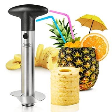 Pineapple Corer, [Upgraded, Reinforced, Thicker Blade] Newness Premium Pineapple Corer Remover (Black) - Image 1