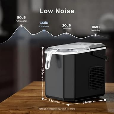 Ice Maker Countertop, Portable Ice Machine with Carry Handle, Self-Cleaning Ice Makers with Basket and Scoop, 9 Cubes in 6 Mins, 26 lbs per Day, Ideal for Home, Kitchen, Camping, RV, Black - Image 6