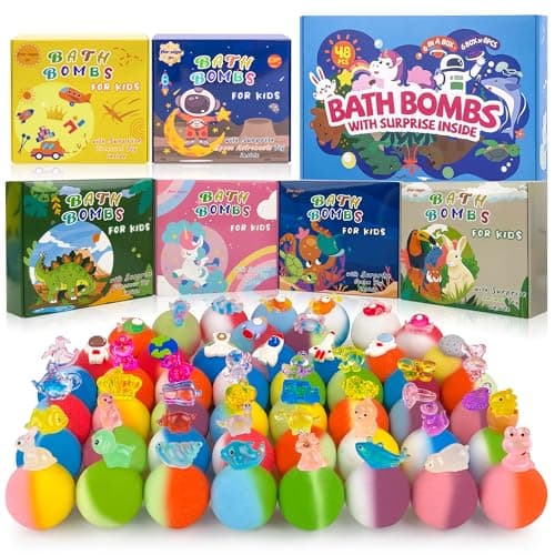 48pcs Bath Bombs for Kids with Toy Inside, Organic Colorful Bubble Bath for Kids Safe, Best Birthday, Party, Easter Bath Bombs Gift Set for Girls and Boys - Image 1