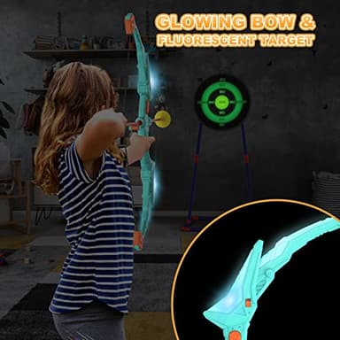 Kmuxilal 2 Pack Kids Bow and Arrow Set with LED Flash Lights, 14 Suction Cup Arrows and Fluorescence Standing Target-Perfect Indoor and Outdoor Game Archery Set Toy Gift for 4 5 6 7 8-12 Year Old Boys - Image 6