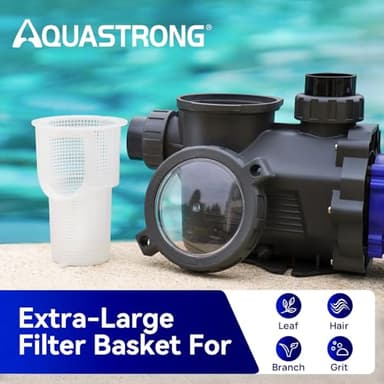 AQUASTRONG In/Above Ground Pool Pump, High Flow (with Timer, 2HP, 8917 GPH, 115V) - Image 6