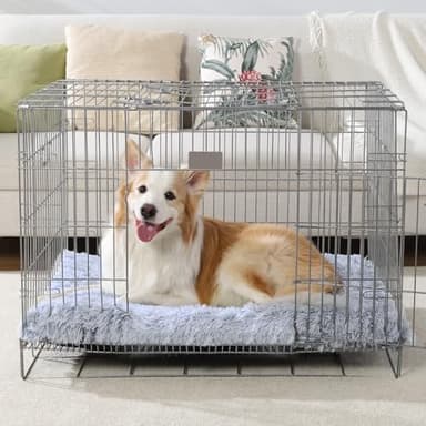 Vonabem Large Dog Bed Crate Pad 36 inch, Washable Pet Beds Medium Small Sized Dogs, Deluxe Plush Anti-Slip Puppy Mats for Sleeping, Soft Kennel Pads 35 * 23 inch Grey - Image 3