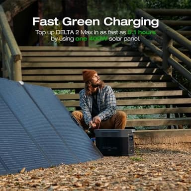 EF ECOFLOW Solar Generator DELTA 2 Max 2048Wh With 400W Solar Panel, LFP Battery Portable Power Station Up to 3400W AC Output Fast Charging 0-80% in 43 Min solar powered generator For Camping, RV - Image 4