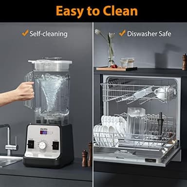 Aeitto Blender, Blenders for Kitchen with 1500-Watt Motor, 68 Oz Large Capacity, Professional Countertop Blenders for Ice Crush, Frozen Drinks, Silver - Image 4
