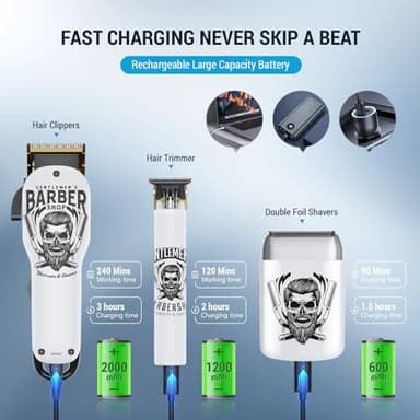 BESTBOMG® Hair Clippers for Men Professional, Beard Trimmer Kits & Sets, Electric Shavers, Hair Clippers & Trimmer Ceramic T-Blade, for Barber, for Gifts - Image 5