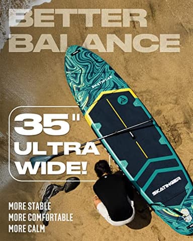 Skatinger 11'6×35" Super Wide Inflatable Paddle Board, Ultra Stable Stand Up Paddleboards for 450lb/3 People/Family/Big Size w/Shoulder Strap, 100L Backpack, All-Round Sup Board, US Fin - Image 2