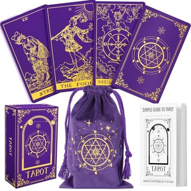 Hihealer 78 Tarot Cards Deck with Guide Book and Linen Carry Bag, Classic Original Tarot Cards for Beginners to Experts, Witchy Gifts for Women - Image 1