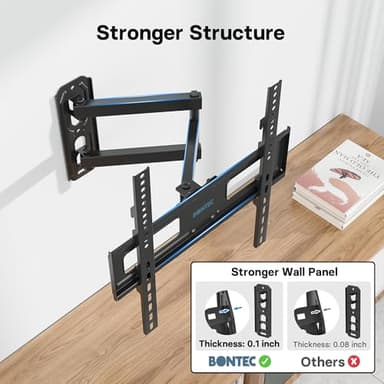 BONTEC Full Motion TV Wall Mount for 26-60 Inch LED LCD OLED Flat & Curved TVs, Swivel & Tilt Adjustable with Max VESA 400x400mm, Corner Wall Mount Bracket Holds Up to 77lbs, Easy Installation - Image 2