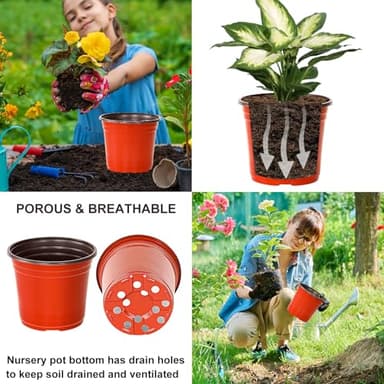 JNYONG 6 Inch 120 Pack Plastic Nursery Pots with Drainage Holes,Plastic Seed Starting Pots, Reusable Seedling Flower Plant Container for Succulents, Seedlings, Cuttings, Transplanting - Image 5