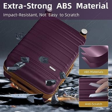 LARVENDER Luggage Sets 6 Piece, Expandable Hardside Carry on Suitcase Set with Spinner Wheels, Lightweight Rolling Luggage Sets for Women with TSA Lock, Purple - Image 4