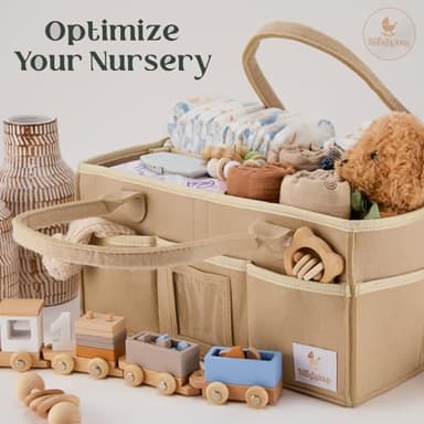 Babylicious Baby Diaper Caddy Organizer | Felt Changing Table Organizer - Large | Diaper Organizer for Changing Table | Name Card Included - Newborn Essentials Must Haves for Parents Tan - Image 5