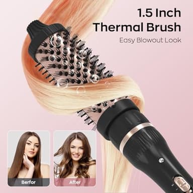 javelove 3 in 1 Curling Iron Set with Thermal Brush (1.5") and 2 Interchangeable Ceramic Curling Wand(0.51"-1"), 2 Temp Heating Setting, Include Heat Protective Glove & 2 Clips& Storage Bag - Image 3