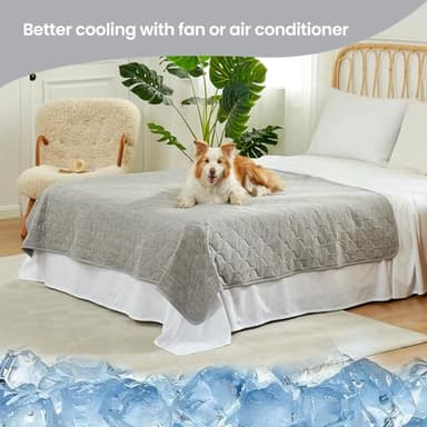 Cozy Bliss Leakproof Cooling Blanket for Large Dogs – Q-Max>0.4, Durable & Washable Dog Cooling Mat for Hot Weather, Soft Pet Throw & Couch Protector for Multiple Pets 60x80 Inch, Heather Silver Grey - Image 2