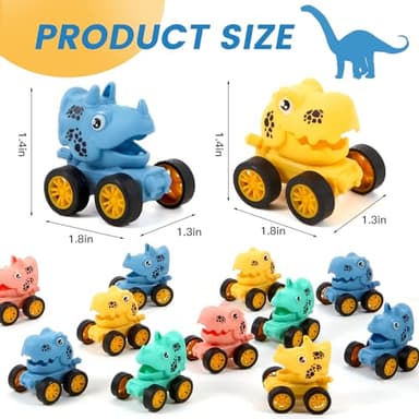 18Pcs Dinosaur Pull Back Cars Set for Kids Toddlers, Bulk Mini Racing Vehicles Toys Party Favors, Pinata Fillers, Goodie Bag Stuffers, Classroom Prizes for Boys Girls - Image 2