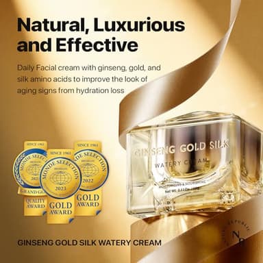 Nature Republic Ginseng Gold Silk Watery Cream 2.11 Oz(60g)-6 Years Korean Ginseng, 99.9% Pure Gold Premium Skin Care, Anti-Aging Moisturizer for Skin, Wrinkle Care with Ginseng Saponins (60g) - Image 2