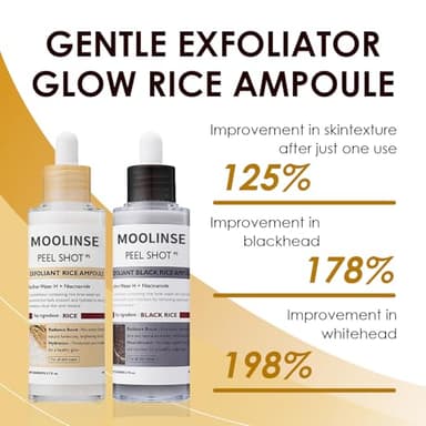 Peel Shot Glow Rice Ampoule Duo | White & Black Rice Exfoliant Face and Body Scrub with Hyaluronic Acid & Rice Extract | Facial Exfoliator, Pore Refining, Dead Skin Cells Remover - Image 2