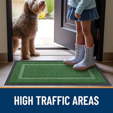 OLANLY Front Door Mat Indoor Outdoor Entrance, Waterproof All-Season, All-Weather Doormat, Sturdy Natural Rubber, Fade Resistant, Low Profile, Easy Clean Patio Porch Entryway Mat, 47x17, Green - Image 7