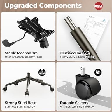 ovios Ergonomic Home Office Chair, Mid-Century Modern Faux Leather Chairs with Padded Armrests, Comfy High Back Swivel Rolling Executive Computer Armchair (Brown, Suede Leather) - Image 9