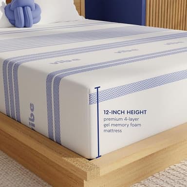 Vibe Gel Memory Foam Mattress, 12-Inch CertiPUR-US Certified Bed-in-a-Box, Queen, White - Image 6