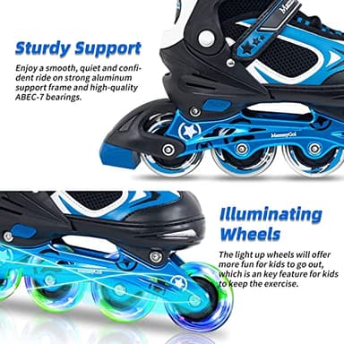 MammyGol Adjustable Boys Inline Skates for Kids with Light up Wheels,Flashing Beginner Roller Skates Blades Toddler and Girls Size 1-4 - Image 4
