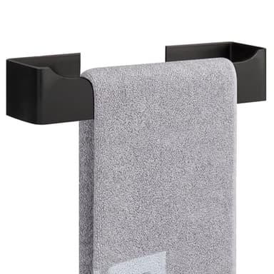 NearMoon Self Adhesive Hand Towel Holder/Towel Ring, Stainless Steel Hand Towel Bar Rustproof Stick on Wall-Towel Rack for Bathroom/Kitchen, Square Sticky and Wall Mounted (9 Inch, Matte Black) - Image 1