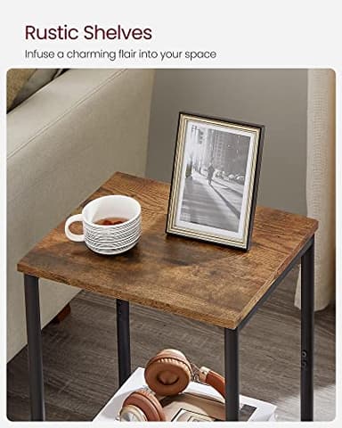VASAGLE Side Tables Set of 2, Small End Table, Nightstand for Living Room, Bedroom, Office, Bathroom, Rustic Brown and Black ULET272B01 - Image 7
