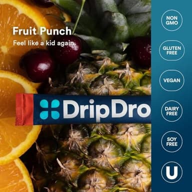 DripDrop Hydration Packets - Fruit Punch - Single Serve Electrolytes Powder Drink Mix - Non-GMO, Gluten Free, Vegan - 32 Sticks - Image 7