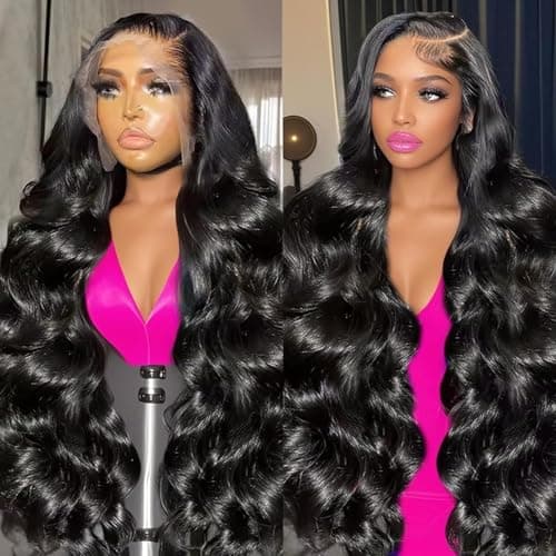 Kebetter 13x6 Lace Front Wigs Human Hair Pre Plucked 200% Density Body Wave HD Lace Front Wigs Human Hair Natural Black Wig For Women(30 inch) - Image 1