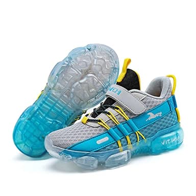 JMFCHI Boys Girls Kids' Sneakers Knitted Mesh Sports Shoes Breathable Lightweight Running Shoes for Kids Fashion Athletic Casual Shoes Grey Blue 1.5 Little Kid - Image 5