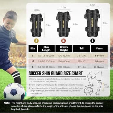 Soccer Shin Guards for Youth Kids Toddler, Upgraded Double Straps & Thicker, More Stable Protected Soccer Equipment - Football Gear for 3-5-7 4-6-8-10-12-14 Years Old Child Teens Boys Girls (Black, M) - Image 2